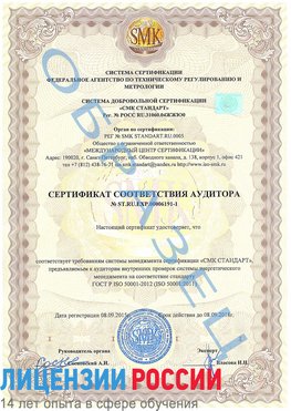 Образец сертификата соответствия аудитора №ST.RU.EXP.00006191-1 Чамзинка Сертификат ISO 50001